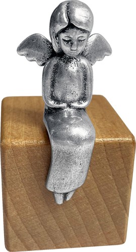 Engelfigur auf holzwürfel - holzwürfel, –