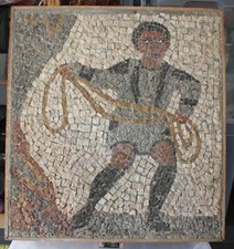 Mosaikbild Motiv Gladiator (2) 3. Jahrhundert aus der Scuala di Mosaici Ravenna
