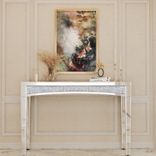 Luxus Spiegeltisch Verspiegelt Konsolentisch mit Zerkleinerter Diamant 1.2M Lang