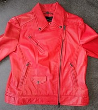 Marc Cain Echt Lederjacke in Rot Bikerjacke, tolle Details Gr N 4 40 NEU