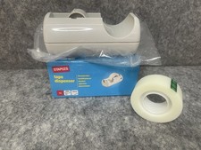 Staples Schreibtisch Klebebandspender Grau (3887322) + 1 x Rolle 3M Magic Tape