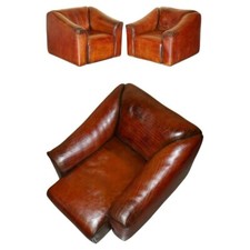 PAAR RESTAURIERTE DE SEDE DS47 LIEGESESSEL BRAUN BÜFFELNACKEN LEDER