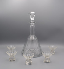 Vintage Alt Karaffe   Likör Set  & 5 Likörschalen , Gläser Kristallglas