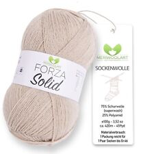 MeriWoolArt® Sockenwolle 4-fädig – 100g Merino Wolle Garn zum Stricken & Häkeln,