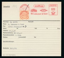 S1809) Francotyp AFS Stammk. 1957 Stuttgart W.Laauser & Vohl ISOPHON Nordmende