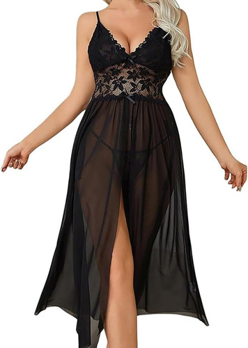 Negligee lang mit spitze - mit,