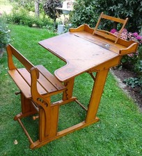 alte Schulbank Kinder - Schreibtisch NAETHER Holz Jugendstil um 1900