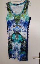 Marc Cain object of love Sommerkleid Größe M mit grünen Emailleteilchen bestickt