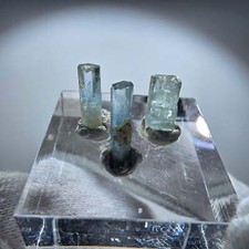 3x Aquamarin Kristalle, blau - 3er Set Erongo, Namibia 9-12mm