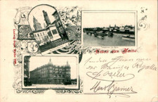 AK GRUSS AUS MAINZ TAUNUS HOTEL + RHEINISCHE BIERHALLE 3 BILD 1898 PFALZ
