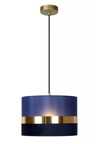 Pendelleuchte stoff blau - pendelleuchte, gold