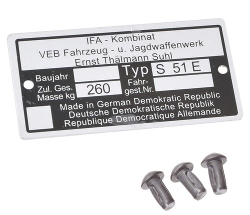 Rahmenplakette typenschild - rahmenplakette,