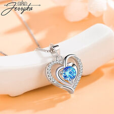 Damen Halskette Herz 925 Sterling Silber Anhänger Zirkon Schmuck Frauen Geschenk