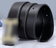 DE Herren H-förmiger Gürtel Kunstleder Gürtel Arbeit Legierung Schnalle Belt E