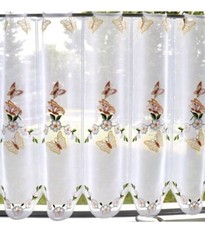 Scheibengardine bunt Schmetterling Plauen Stickerei Kaffeehausgardine Panneaux