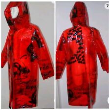 TOP Zustand! Glanz Dick PVC Vinyl Regenmantel + Kapuze Regen Jacke Mantel 44/L