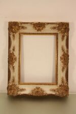 Bilderrahmen Prunk Rahmen Weiss/Gold Holz 35,5x29,5
