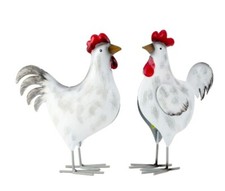 2er Set Metall Figuren Hahn