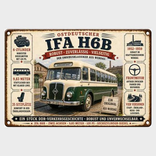 Blechschild ifa h6b bus unikat - ifa,