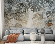 Fototapete Blätter Weiß Gold Abstrakt Glamour VLIES TAPETE XXL + KLEISTER 522