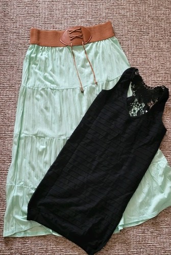 Rock lang mint kleid - rock, schwarz