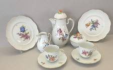 LUDWIGSBURG  Kaffeeservice für 2 Personen Dejeuner - Blumen - Goldrand  Korbrand