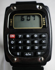 Schwarze Digital Armbanduhr mit Taschenrechner Quarz Analog