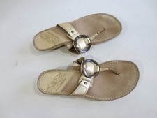 HUSH PUPPIES Sandale Pantolette Zehentrenner 4-4 1/2 37 Echt Leder gold/2