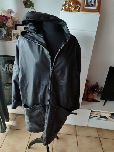 Leder mantel schwarz mit - schwarz,