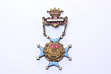 Kaiserzeit Malteserkreuz Radsport Hochrad Emaille antikes altes Abzeichen Orden
