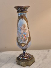 3 Stück Vasen und eine Lampe aus Sèvres Porzellan mit Cloisonné Emaille!
