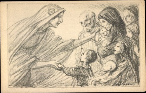 Künstler steinlen frau - ak,