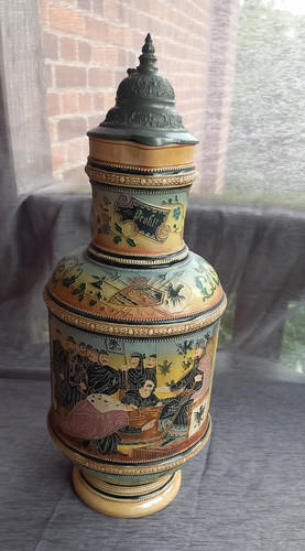 Antiker bierkrug zinndeckel - bierkrug,