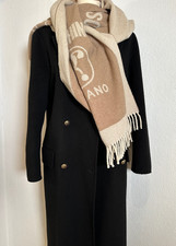 Moschino Luxus Schal Stola Wolle weich beige braun elegant 48x 170cm neu!