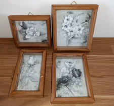 4 Blumenbilder Schwarz-Weiß