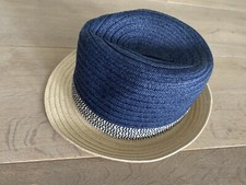 H&M, Strohhut, blau/ Stroh, 92