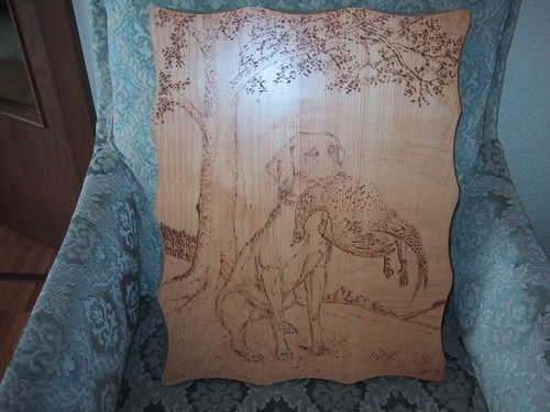 Jagdbild brandmalerei 38x50x3 - jagdbild,