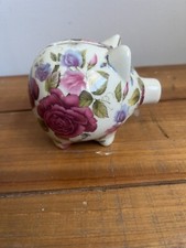 Piggy Bank Ceramic Floral Hand