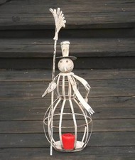 Schneemann Metall altweiß