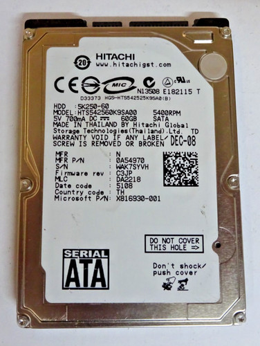 Hitachi 60gb hts542560k9sa00 - hitachi, *hts542560k9sa00*