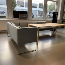 COR Eckbank Mell Stoff Hellblau Metallgestell Verchromt, Stoff 9705 - hellblau