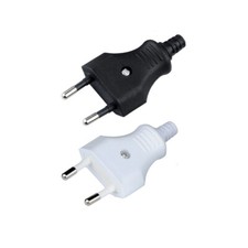 Eurostecker flach EU Netzstecker Stromstecker 230V schwarz -weiß Schraubkontakt