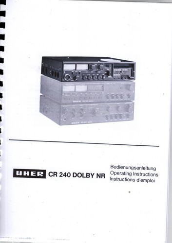 Owners manual uher 240 - owners,