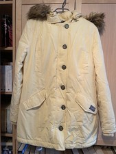 Warm wattierte KangaRoos Jacke/Parka vanillegelb Gr.38/M Kapuze+abnehmbares Fell