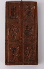 Antike Model Holzmodel Springerle Backmodel mit 6 Feldern Fisch Vogel