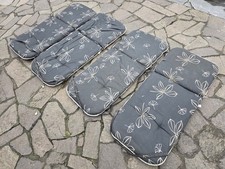 4 Gartenstuhlauflagen Hochlehner schwarz Blumen Stuhlpolster Sitzpolster SET 