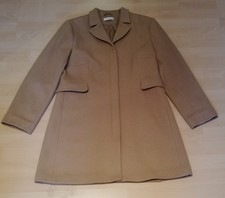 COMMA Damen-Mantel Gr.40 Kurzmantel Wolle beige / braun Reißverschluss