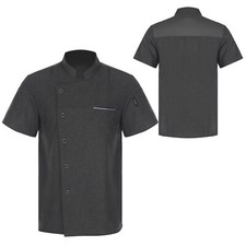 Damen Herren Chef Mantel Essen Oben Cafe T-shirt Service Kochjacke Kurzarm Hemd