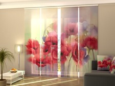 Foto-Schiebegardine rote Mohnblumen gemalt, Flächenvorhang mit Motiv, auf Maß