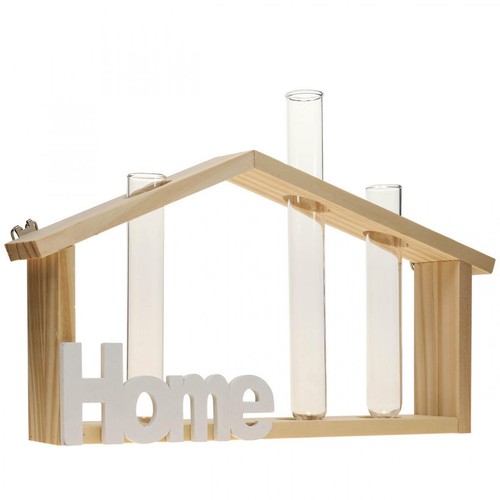 Deko holzhaus mit glasvasen - mit,